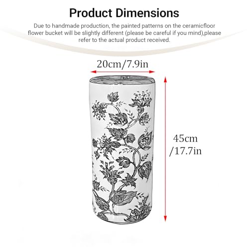 Ceramic Umbrella Stand Holder for Entryway - 45x20cm Floor Vase & Storage Bucket