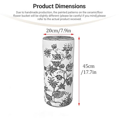 Ceramic Umbrella Stand Holder for Entryway - 45x20cm Floor Vase & Storage Bucket