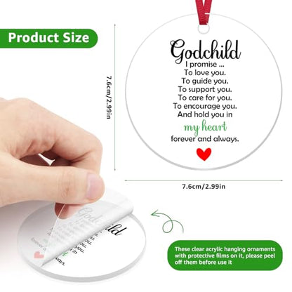 Christmas Holiday Ornament for Godchild from Godmother or Godfather Acrylic Hanging Decor