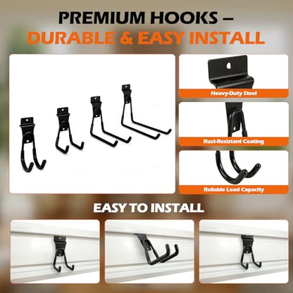 Heavy-Duty Metal Utility Wall Hooks Set for Garage Storage - 10 Pack