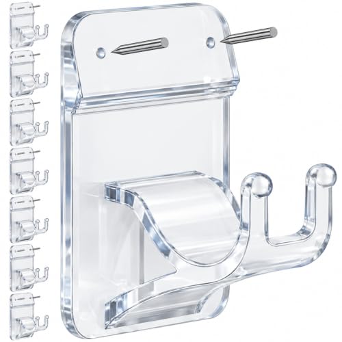 Transparent No Drill Curtain Rod Brackets - 8 Pack Self-Adhesive & Nailing Support