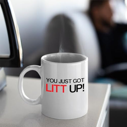 11 Ounce White Ceramic Coffee Mug - Funny You Just Got Lit Up Coolie Gift for Men and Women