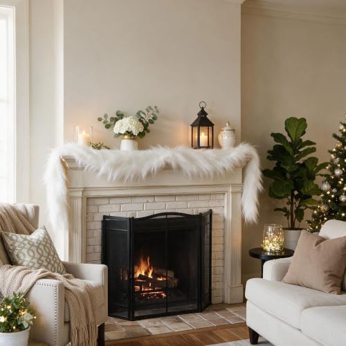 White Pampas Grass Christmas Garland 2 Pack - 7.2Ft Artificial Holiday Decor