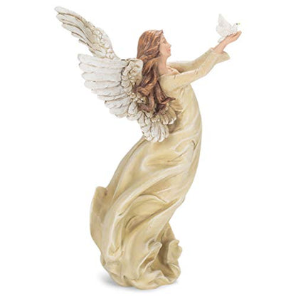 Religious Angel Statue with Dove - 10 Inch Decorative Sculpture for Home & Prayer Spaces