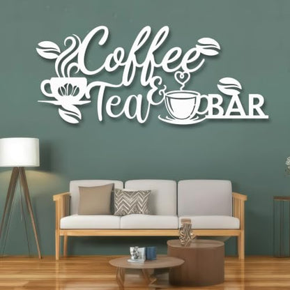 Metal Coffee Tea Wall Art Decor - Black 19 x 8 Inches - Coffee Nook & Kitchen Wall Hanging - Coffee & Tea Home Decor - Variation of THIS listing