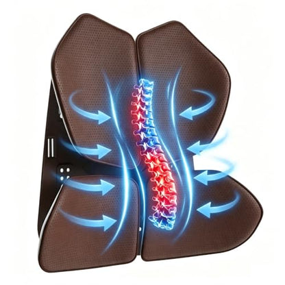 Brown 4-Zone Back Support Cushion for Car & Office Seating