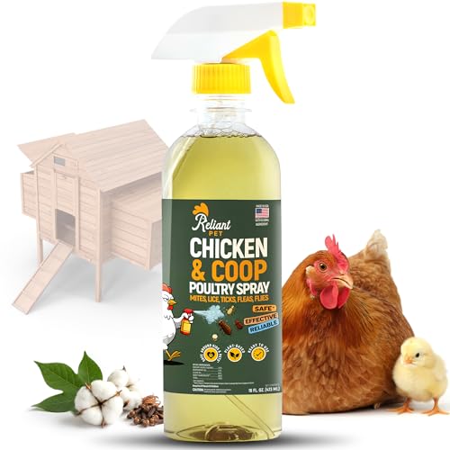 Pet Poultry Flea and Tick Spray - Mite, Lice, Flies Control for Chicken Coop 16oz