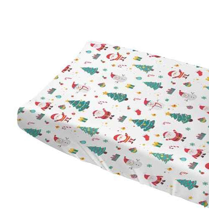 Santa Claus Snowman Changing Pad Covers,Unisex Fitted Christmas Tree Snowflake Changing Pad Cover for Baby Girls Boys,Soft Breathable Baby Changing Table Pads Sheets,Polyester Changing Pad Covers