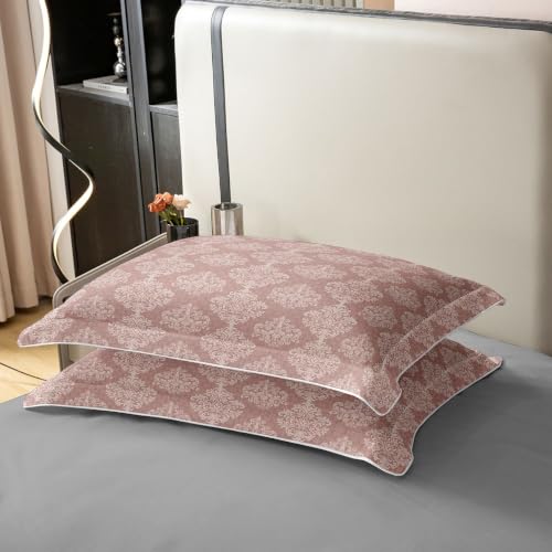 Vintage Damask Floral King Cotton Duvet Cover Set - Antique Pink Bedding