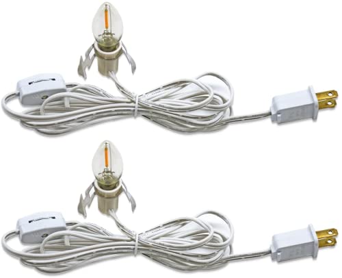 C7 LED Light Bulb & Accessory Cord Set - 2 Pack with Dimmer Switch - Warm White