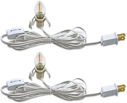 C7 LED Light Bulb & Accessory Cord Set - 2 Pack with Dimmer Switch - Warm White