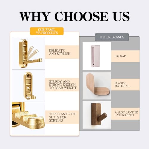 2PCS Gold Foldable Wall Hooks - 90° Screw Mounted Heavy Duty Hangars