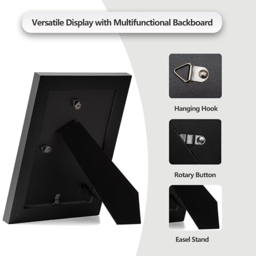 Everdeer 5x7 Black Picture Frame with Gold Beaded Border - Wall & Tabletop Display