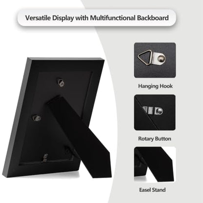 Everdeer 5x7 Black Picture Frame with Gold Beaded Border - Wall & Tabletop Display