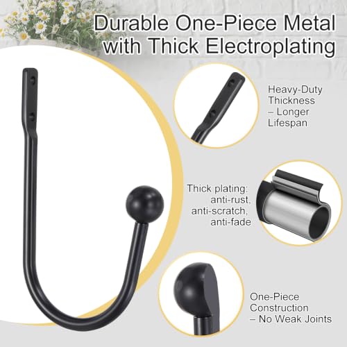 uxcell Black Curtain Holdbacks 6 PCS Wall Mounted Metal Drapery Hooks