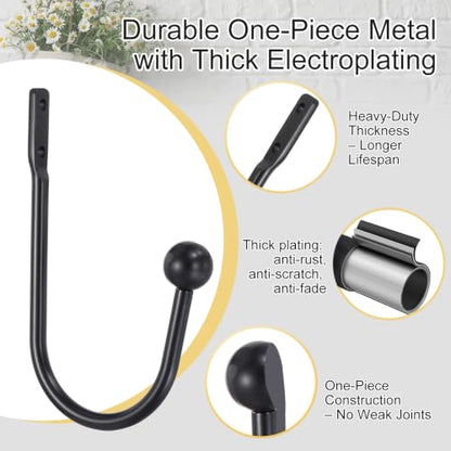 uxcell Black Curtain Holdbacks 6 PCS Wall Mounted Metal Drapery Hooks