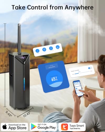 AERZY 5Gal Smart Humidifier for Large Rooms Black, App & Remote Control