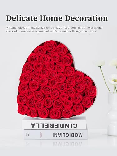 47 Preserved Roses in a Box - Romantic Red Flowers Gift Set