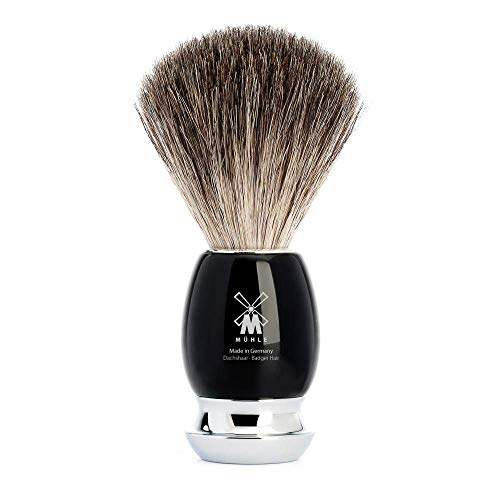 MÜHLE VIVO Black Resin Pure Badger Shaving Brush - Luxury Shave Brush for Men, Rich Lather