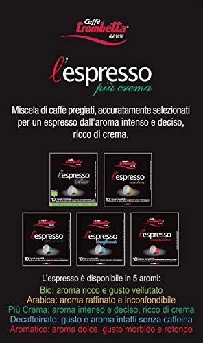 Trombetta l'espresso Piu Crema, 10 Count (Pack of 8)