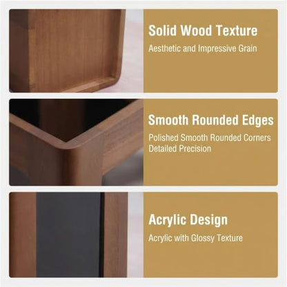 Walnut Wood Indoor Umbrella Stand with Acrylic Panel & Removable Drip Tray