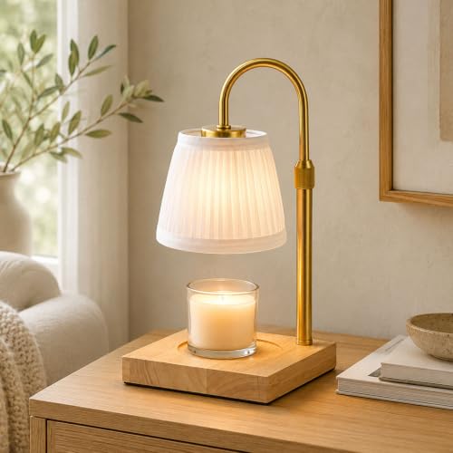 Dimmable Candle Warmer Lamp with Timer and Light Gold Finish - Home Decor