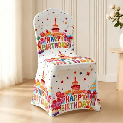 Birthday Chair Covers Set of 6 - Blue Festive Dining Room Decorations