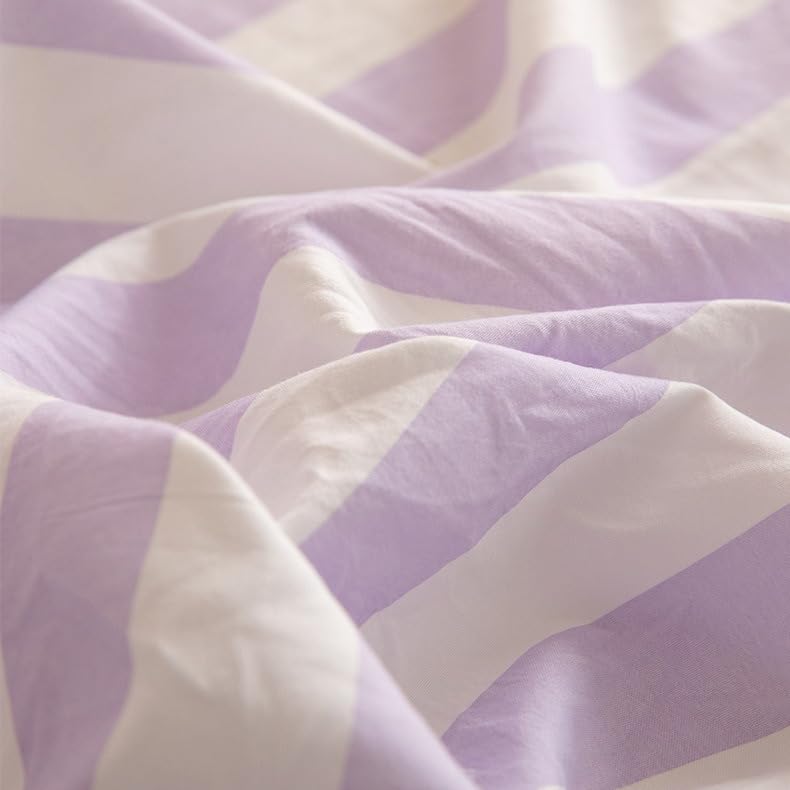 Twin Flat Sheet Only - Soft Yellow White Stripes Bed Sheet - Blue Variant