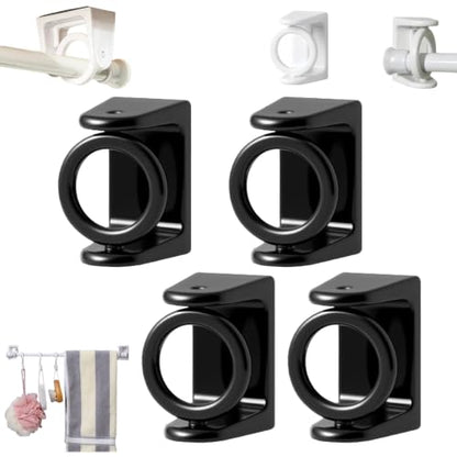 4 Pack Black Adhesive 360° Rotating Towel Ring Hooks No Drilling
