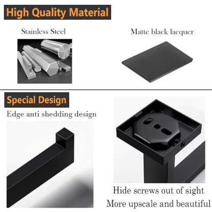 JOPOFI Matte Black Toilet Paper Holder - Modern Wall Mount Bathroom Accessory