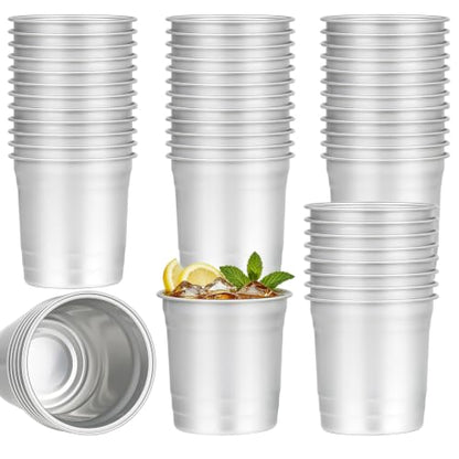 50pcs 9 oz Aluminum Disposable Reusable Cups for Parties and Events - Silver