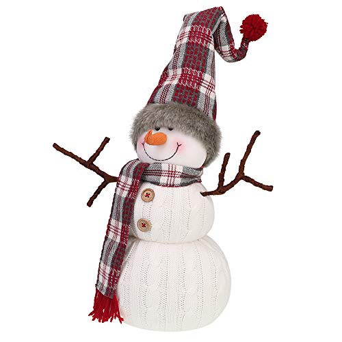 Christmas Snowman Indoor Decor 20 Inch Plush Handmade Gift White Snowman