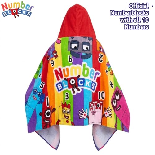 Numberblocks Kids Hooded Towel Poncho - Multicolor One Size Cotton Beach Wrap