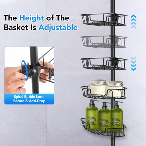 Corner Shower Caddy Tension Pole 4-Tier Bathroom Organizer, Rust-Resistant
