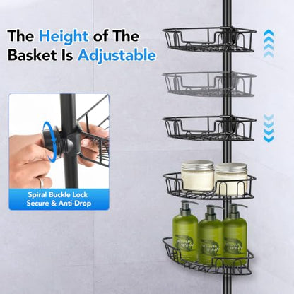 Corner Shower Caddy Tension Pole 4-Tier Bathroom Organizer, Rust-Resistant