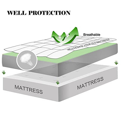 EASELAND Twin Size Mattress Pad Pillow Top Mattress Cover Quilted Fitted Mattress Protector Single 8-21" Deep Pocket Cooling Mattress Topper (39x75 Inches, Dusty Blue)