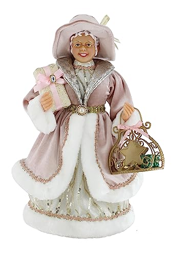 Windy Hill 16-Inch Whimsical Mrs. Claus Holiday Decor - Rose Gold Finish