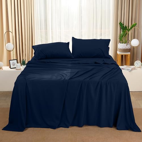 Utopia Bedding King Bed Sheets Set - Pack of 2 Sheet Sets - Perfect for Spa, Hotel, & Guest Bedroom - Brushed Microfiber - Shrinkage and Fade Resistant - Easy Care (Navy)