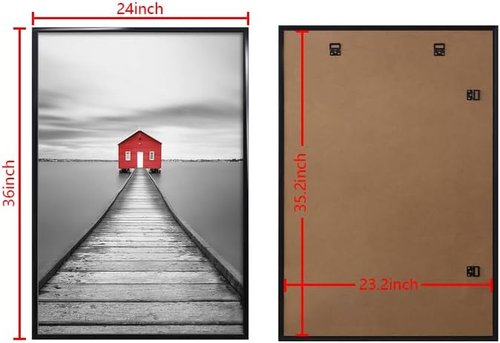 ELSKER&HOME 24x36 Black Poster Frame - 3 Pack, Sturdy & Scratch-Proof for Horizontal/Vertical Mounting