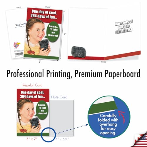 Christmas Funny Greeting Card Set - 12 Boxed Holiday Cards with One Day of Coal Variation