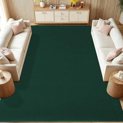 Dark Green 8x10 Rug for Living Room Non-Slip Soft Carpet with Memory Foam