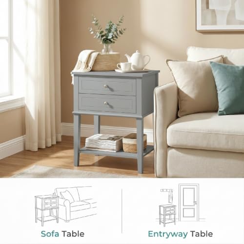 EJOV 28" Tall Nightstand Set (2) with 2 Drawers & Open Shelf - Gray (Variation: Gray - Engineered Wood)