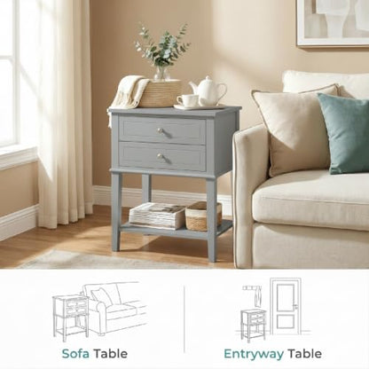 EJOV 28" Tall Nightstand Set (2) with 2 Drawers & Open Shelf - Gray (Variation: Gray - Engineered Wood)