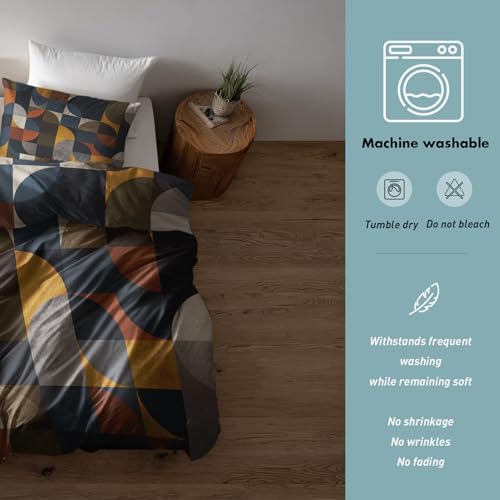 Multicolor Queen Size Geometric Duvet Cover Set - 3 Piece Bedroom Bedding