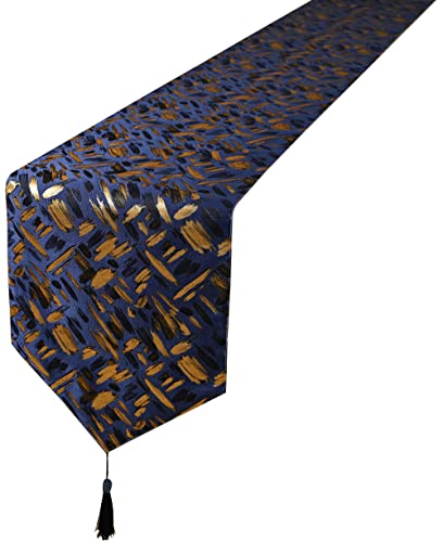 Multi-Size Glittering Colorful Jacquard Fall Table Runner 13 x 90 Inches - Blue Variation