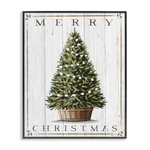 Christmas Country Tree Framed Giclee Art 16x20 Black MDF Box Frame - Merry Christmas Variation