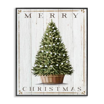 Christmas Country Tree Framed Giclee Art 16x20 Black MDF Box Frame - Merry Christmas Variation