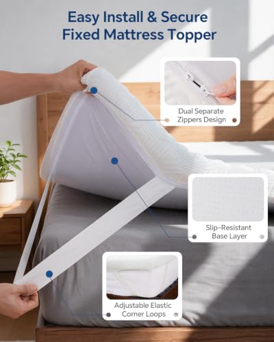 Queen Size Egg Crate Memory Foam Mattress Topper - White, 3 Inches