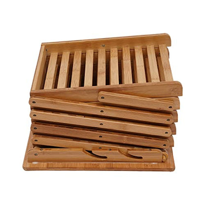 5-Tier Foldable Bamboo Magazine Rack Floor Stand - 56 Inch Storage Organizer