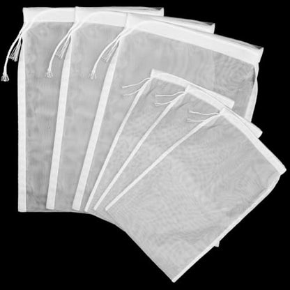 Fine Mesh Brew Bags Set - White Nylon Cheesecloth for Straining, Reusable Kitchen Filter